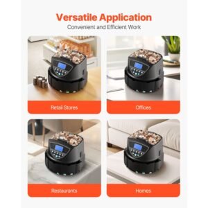usd coin sorter, coin counter machine for 5 kinds of usd coins, coin sorter and wrapper machine holds up to 2000 coins, screen display coin storage included 5 coin tubes and boxes
