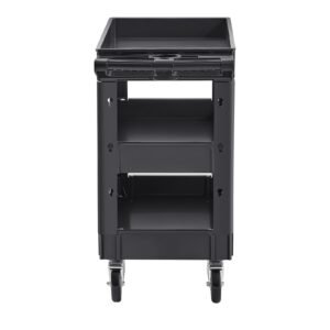 Utility Service Cart, 550 LBS Laod Capacity, 3 Shelf Heavy Duty Plastic Rolling Utility Cart with 360° Swivel Wheels (2 with Brakes), Ergonomic Storage Handle for Warehouse/Garage/Cleaning