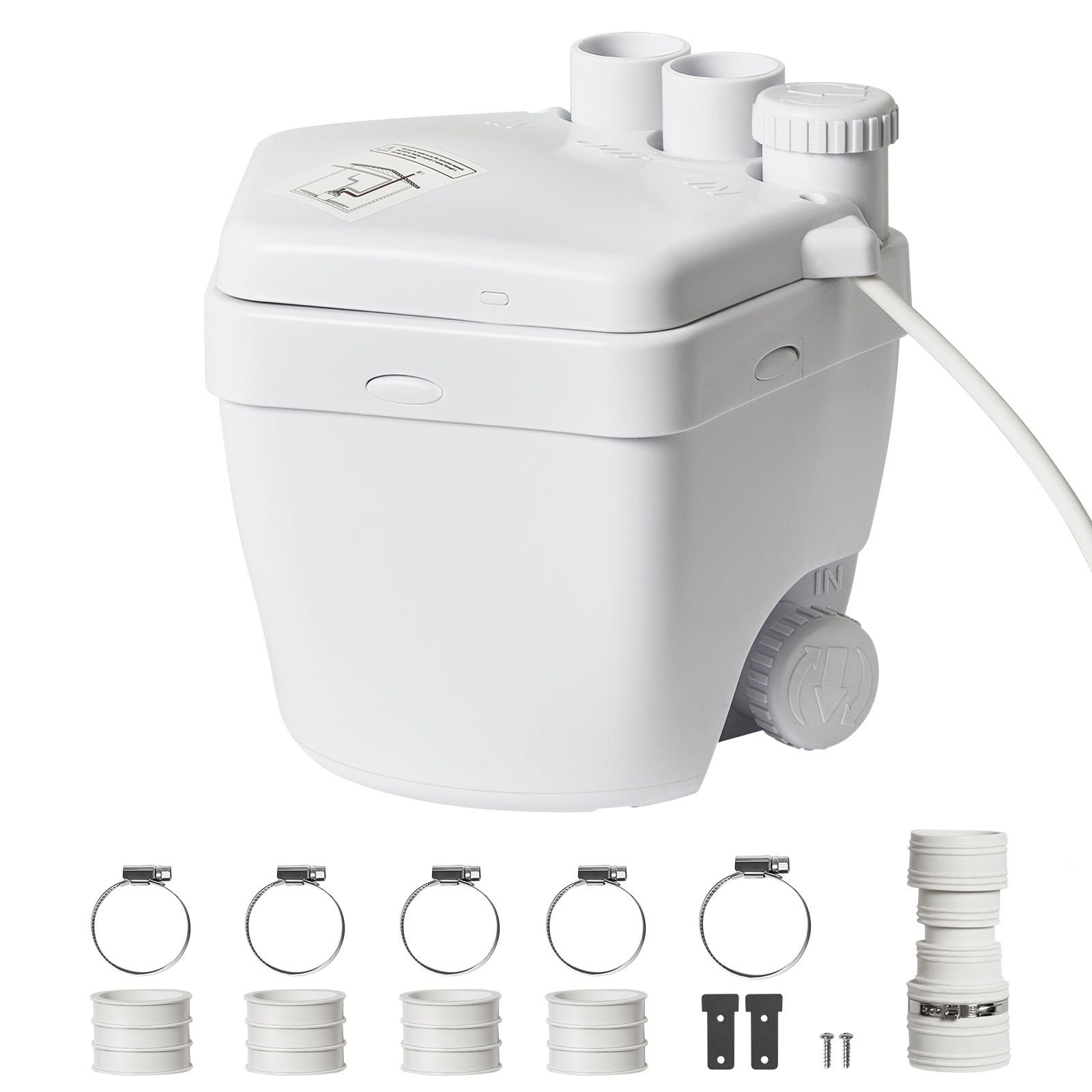 utility sink pump, 1/3 hp, 120 volt, 1750 gph flow, 18 ft head, under sink sump pump system with copper wire motor, heavy duty utility/laundry sink pump, drain pump with 1 1/2" outlet, white