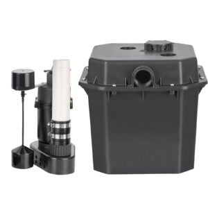 Utility Sink Pump, 1/3 HP, 120-Volt, 2900 GPH Flow, 25 ft Head, Under-Sink Sump Pump System with 6 Gallon Basin, Automatic Utility/Laundry Sink Pump, Drain Pump with 1-1/2" NPT Outlet, Black