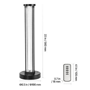 uv light, 110w ultraviolet lamp with ozone purifier, uvc lamp with 30/60/120 minutes 3 gear timer and remote control, for room up to 600 sqft, uvo lights for living room, bedroom, hotel, school