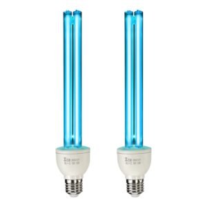 uv light bulb, 2 pack, 25w replacement ultraviolet uvc lamp with ozone, 253.7 nm + 185 nm wavelength uvo light bulb, e27 universal, for 400 sqft living room, classroom, office, restaurant