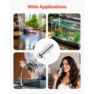 uv water purifier, 8w 1gpm, 110v versatile ultraviolet water purifier filter with stainless steel housing, whole house uv water filter with quartz sleeve fit for shower/drinking/cleaning