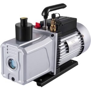 Vacuum Pump 12CFM 1 HP Single Stage Air Conditioning Vacuum Pump 110V 5PA Ultimate Vacuum Refrigerant HVAC Air Tool Rotary Vane Vacuum Pump for Automobile Vacuum Evacuation (1-Stage, 12CFM)