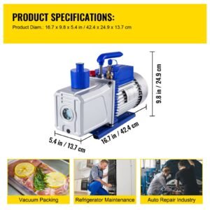 vacuum pump 12cfm 1hp vane vacuum pump two stage 3 x 10 1 pa ultimate hvac rotary auto ac refrigerant vacuum pump, for automobile reparation vacuum evacuation