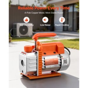 vacuum pump, 3.5 cfm 1/4 hp, hvac single stage rotary vane ac vacuum pump, for r134a r22 r410a systems, 4 pole motor, for automotive air conditioner maintenance resin degassing, oil included