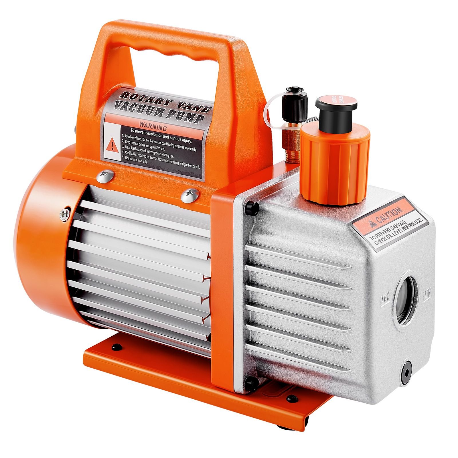 vacuum pump, 3.5 cfm 1/4 hp, hvac single stage rotary vane ac vacuum pump, for r134a r22 r410a systems, with oil bottle, 1720 prm, for automotive air conditioner maintenance resin degassing