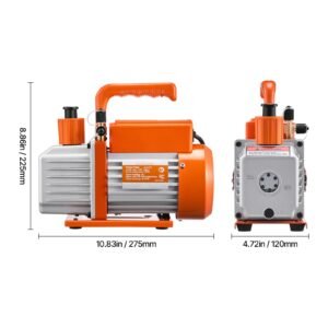 vacuum pump, 3.5 cfm, hvac single stage rotary vane vacuum pump, for r134a r22 r410a systems, auto ac vacuum pump kit with oil bottle, for automotive air conditioner maintenance resin degassing