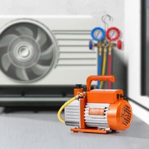 vacuum pump, 3.5 cfm, hvac single stage rotary vane vacuum pump, for r134a r22 r410a systems, auto ac vacuum pump kit with oil bottle, for automotive air conditioner maintenance resin degassing