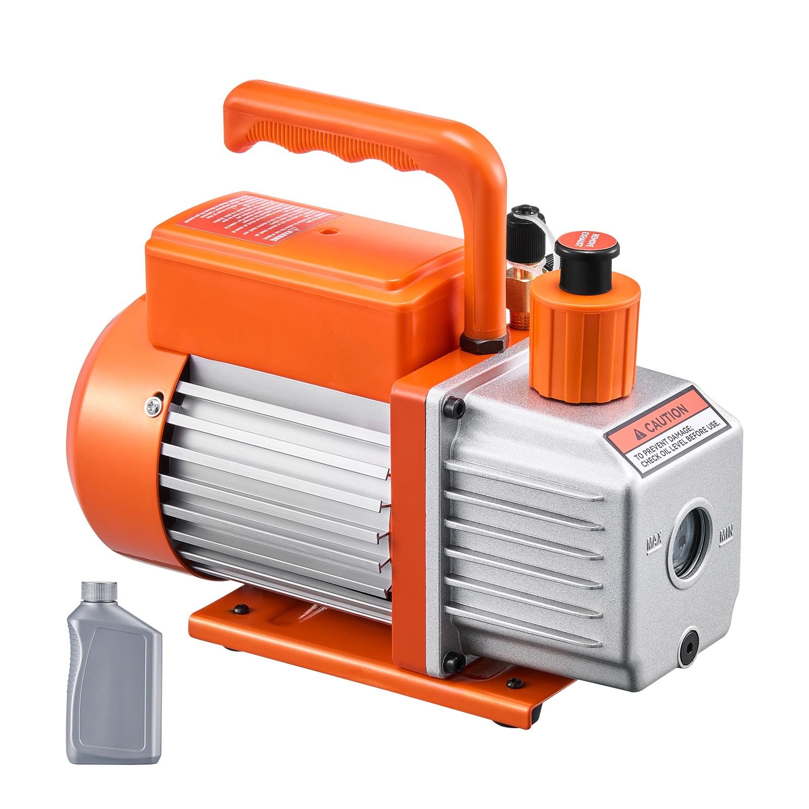 vacuum pump, 3.5 cfm, hvac single stage rotary vane vacuum pump, for r134a r22 r410a systems, auto ac vacuum pump kit with oil bottle, for automotive air conditioner maintenance resin degassing