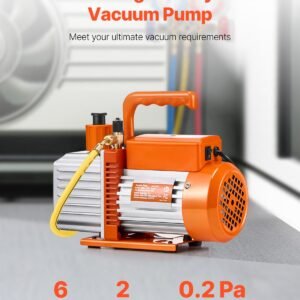 vacuum pump, 6 cfm, hvac 2 stage rotary vane vacuum pump, for r134a r22 r410a systems, auto ac vacuum pump kit with oil bottle, for automotive air conditioner maintenance resin degassing