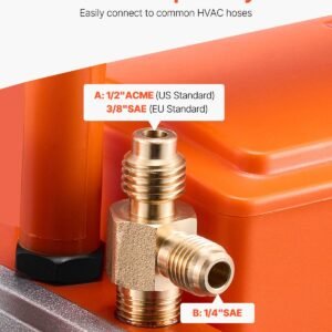 vacuum pump, 6 cfm, hvac 2 stage rotary vane vacuum pump, for r134a r22 r410a systems, auto ac vacuum pump kit with oil bottle, for automotive air conditioner maintenance resin degassing