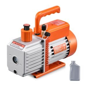 vacuum pump, 6 cfm, hvac 2 stage rotary vane vacuum pump, for r134a r22 r410a systems, auto ac vacuum pump kit with oil bottle, for automotive air conditioner maintenance resin degassing