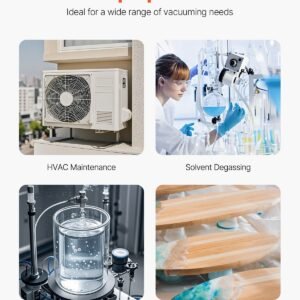 vacuum pump, 6 cfm, hvac 2 stage rotary vane vacuum pump, for r134a r22 r410a systems, auto ac vacuum pump kit with oil bottle, for automotive air conditioner maintenance resin degassing