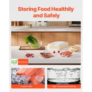 vacuum sealer bags, 200 pcs 8 x 12 inch durable seal bags, non bpa food grade seal a meal freezer bags, vac sealing bag for food saver, ideal food storage vacuum bags for meal prep or sous vide