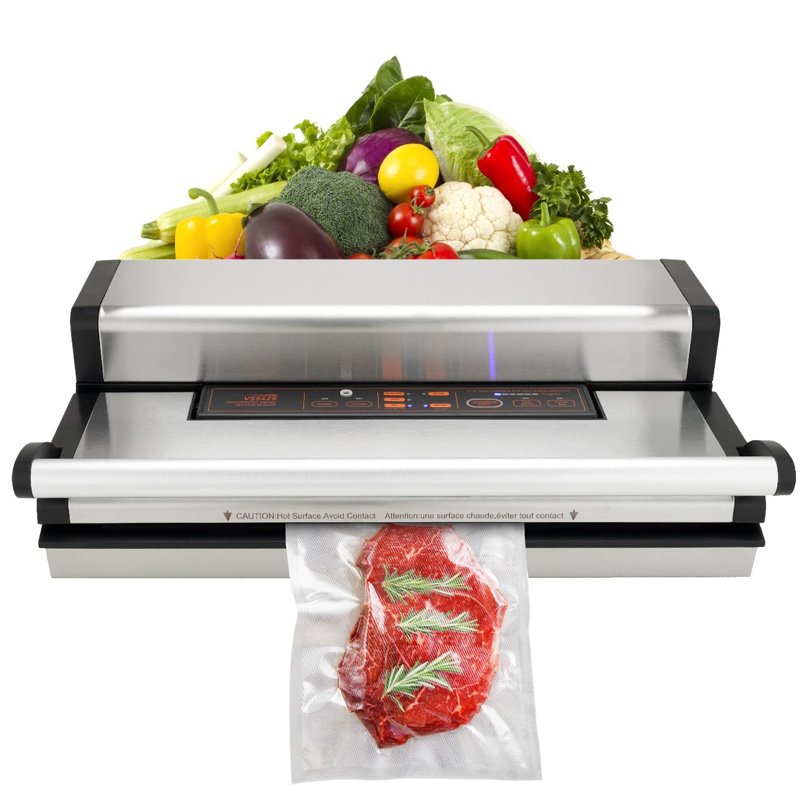 vacuum sealer machine, 95kpa 350w powerful dual pump and dual sealing, dry and moist food storage, automatic and manual air sealing system with built in cutter, with seal bag and external hose