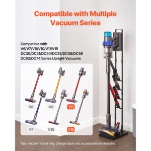 vacuum stand, compatible with dyson v6 v7 v8 v10 v11 v15, stable vacuum stand holder with wheels for dyson dc30 dc31 dc34 dc35 dc58 dc59 dc62 d74 cordless upright vacuum cleaners & accessories