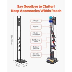 vacuum stand, compatible with dyson v6 v7 v8 v10 v11 v15, stable vacuum stand holder with wheels for dyson dc30 dc31 dc34 dc35 dc58 dc59 dc62 d74 cordless upright vacuum cleaners & accessories