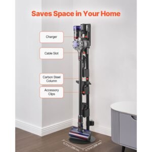 vacuum stand, compatible with v7 v8 v10 v11 v12 v15 series upright vacuum cleaners & accessories, stable vacuum stand holder with 4 anti slip pads and 3 clips for storing 6 brush heads