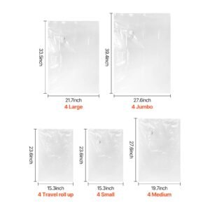 vacuum storage bags, 20 pack space saver seal bag(4 jumbo/4 large/4 medium/4 small/4 roll), compression airtight zipper space bags with hand pump, for cloth, bedding, blanket, pillow, travel