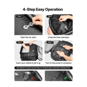 vacuum travel backpack, 65l, expandable vacuum seal compression travel backpack, with tsa approved lock, multiple pockets compartments, water resistant carry on suitcase luggage, no pump, black