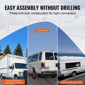 van roof ladder rack, 3 bars alloy steel roof racks, 750 lbs capacity rain gutter roof rack, adjustable length 40.2" to 74.8", van ladder rack compatible with chevrolet express, gmc savana, etc