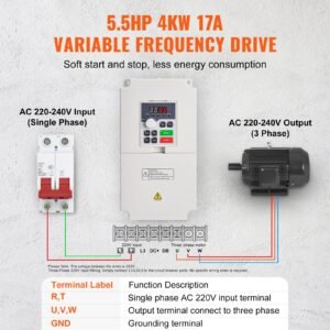 variable frequency drive, ac 220v input 4kw variable frequency cnc drive inverter converter, vfd 5.5hp 1 or 3 phase input, 3 phase output, cnc motor inverter converter for motor speed control