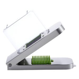 vegetable chopper, food veggie cutter with 3 stainless steel blades, onion slicer with container, salad potato dicer kitchen gadgets & essentials home appliances tools for easy diy, silver
