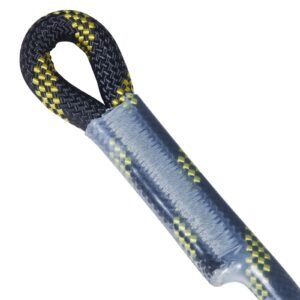 vertical lifeline assembly, 0.55'' x 100' fall protection rope with 30 kn breaking tension, polyester roofing rope with steel snap hooks, rope grab, and shock absorber, ansi compliant