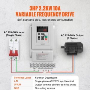 vfd 2.2kw 10a 3hp variable frequency drive for 3 phase motor speed control