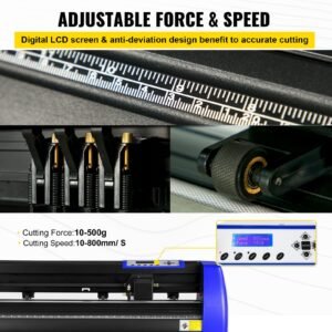 vinyl cutter, 28" vinyl cutter machine with 20 blades, maximum paper feed 720mm vinyl plotter cutter machine with sturdy floor stand adjustable force and speed for sign making