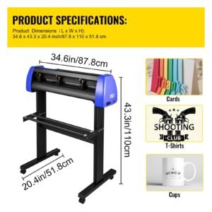 vinyl cutter, 28" vinyl cutter machine with 20 blades, maximum paper feed 720mm vinyl plotter cutter machine with sturdy floor stand adjustable force and speed for sign making