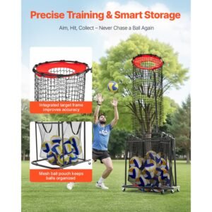 volleyball setter training equipment, angle and height adjustable volleyball trainer, portable practice net with cart, wheels, carrying bag, indoor outdoor target net for serving spiking setting