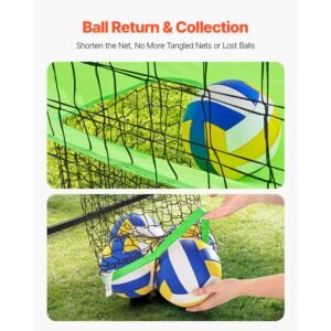 volleyball training net system, freely height adjustable practice equipment with ball return, 8x11ft portable net station, easy setup for backyard indoor outdoor serving spiking improve accuracy