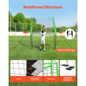 volleyball training net system, freely height adjustable practice equipment with ball return, 8x11ft portable net station, easy setup for backyard indoor outdoor serving spiking improve accuracy