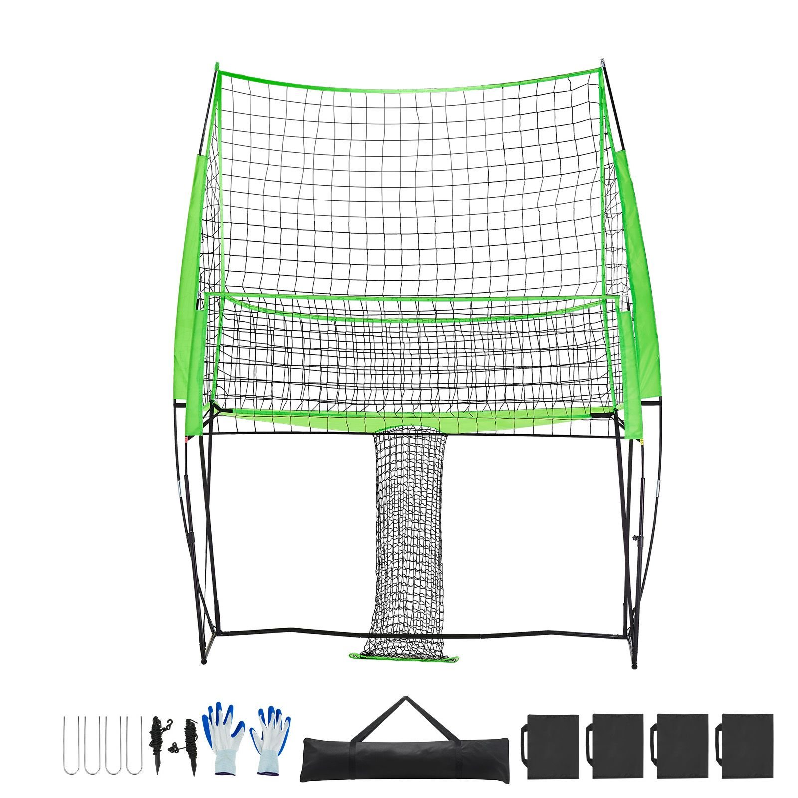 volleyball training net system, freely height adjustable practice equipment with ball return, 8x11ft portable net station, easy setup for backyard indoor outdoor serving spiking improve accuracy