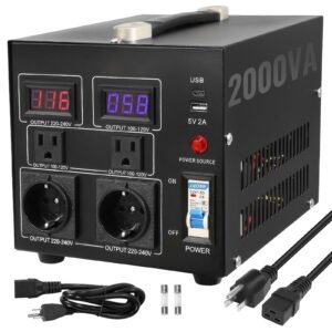 voltage converter transformer, 2000w, heavy duty step up/down transformer, convert from 110 volt to 220 volt and from 220 volt to 110 volt, with us outlet eu outlet 5v usb port, ce certified