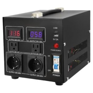 Voltage Converter Transformer, 2000W, Heavy Duty Step Up/Down Transformer, Convert from 110 Volt to 220 Volt and from 220 Volt to 110 Volt, with US Outlet EU Outlet 5V USB Port, CE Certified