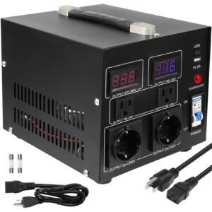 voltage converter transformer, 2000w, heavy duty step up/down transformer, convert from 110 volt to 220 volt and from 220 volt to 110 volt, with us outlet eu outlet 5v usb port, ce certified