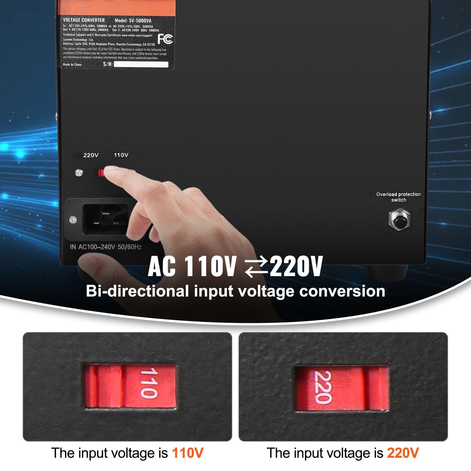 voltage converter transformer, 5000w, heavy duty step up/down transformer, convert from 110 volt to 220 volt and from 220 volt to 110 volt, with us outlet eu outlet 5v usb port, ce certified