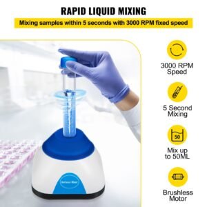 vortex mixer, 3000rpm mini vortex mixer shaker, touch function scientific lab vortex shaker, mix up to 50ml, 6mm orbital diameter for test tube, tattoo ink, nail polish, eyelash adhesives, paint