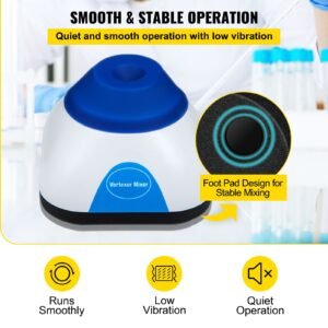 vortex mixer, 3000rpm mini vortex mixer shaker, touch function scientific lab vortex shaker, mix up to 50ml, 6mm orbital diameter for test tube, tattoo ink, nail polish, eyelash adhesives, paint
