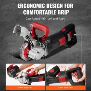 wall chaser, 2500w 38 mm cutting width,wall groove cutting machine 34mm cutting depth,wall slotting machine with 5 saw blades 4.5" diameter 6300r/min,one time forming dustless