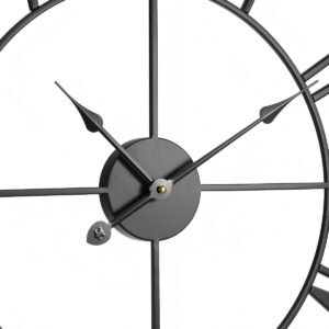 wall clock, 24 in wall clock roman numerals, battery operated non ticking silent classic decorative round clocks, for living room bedroom office kitchen dining room home decor farmhouse, black