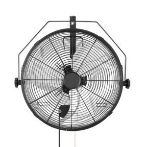 Wall Mount Fan, 18 in Wall Mounted Hanging Fan with IP44-rated Protection, 3-Speed, Long Airflow Distance, Adjustable Rotation Angle, Powerful for Industry, Commercial, Garage, Workshop