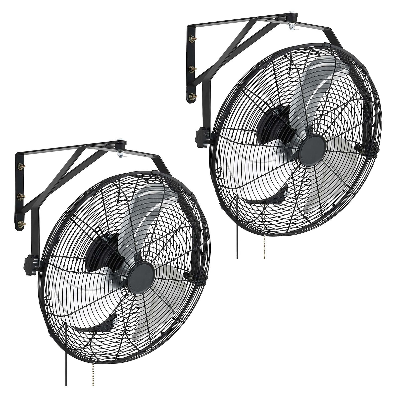 wall mount fan, 18 in wall mounted hanging fan with ip44 rated protection, 3 speed, long airflow distance, adjustable rotation angle, powerful for industry, commercial, garage, workshop, 2 pack