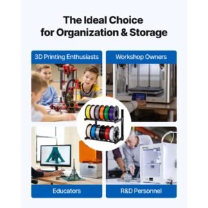 wall mount printer filament storage rack, 2 tier wall bracket storage shelf, rolling filament spool holders racks with wheels, filaments organzied for 3d printing studio, workshop (shelf only)