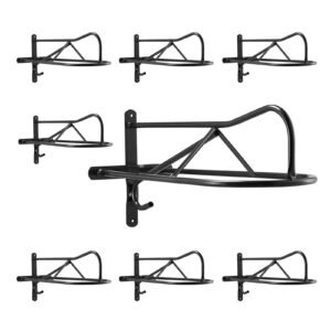 wall mount saddle rack, 27.3 x 16.3 x 12.5 in, 8 packs horse saddle rack with pad bar, portable saddle stand for english & western saddle, horse tack storage for equestrian garden, black