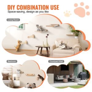 wall mounted cat shelves, cat wall shelves and perches with jumping posts & hammocks, cat furniture set up to 40 lbs, removable & washable coral fleece for sleeping, playing, climbing, set of 4