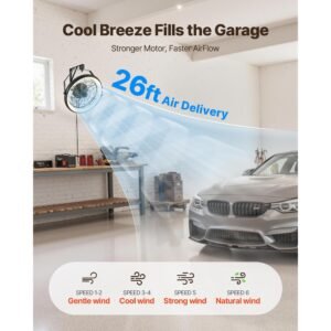 wall mounted fan with lights, 22 inch wall mount fan with remote, 6 speeds plug in wall fan, reversible, dimmable 3 color lighting, timer, 360°adjustable tilt for workshop, patio, home